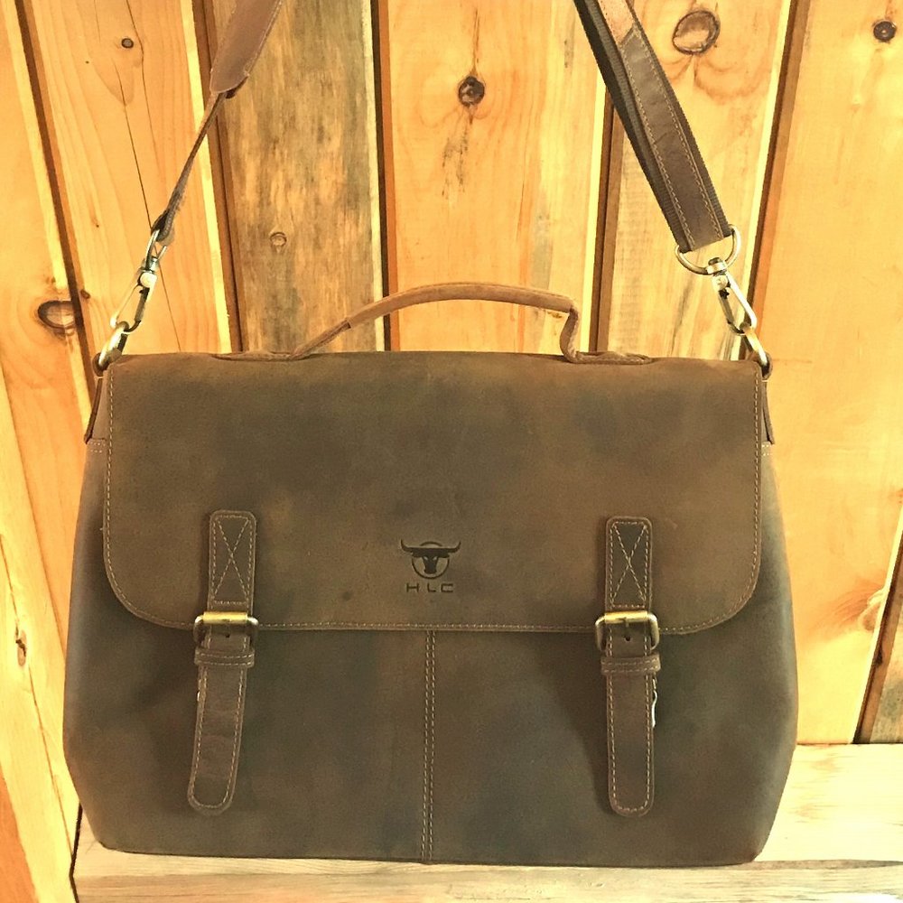 HLC Genuine Leather Messenger Bag/Briefcase
